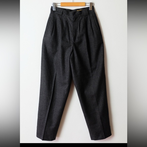 Pants - Classic vintage charcoal grey wool trousers